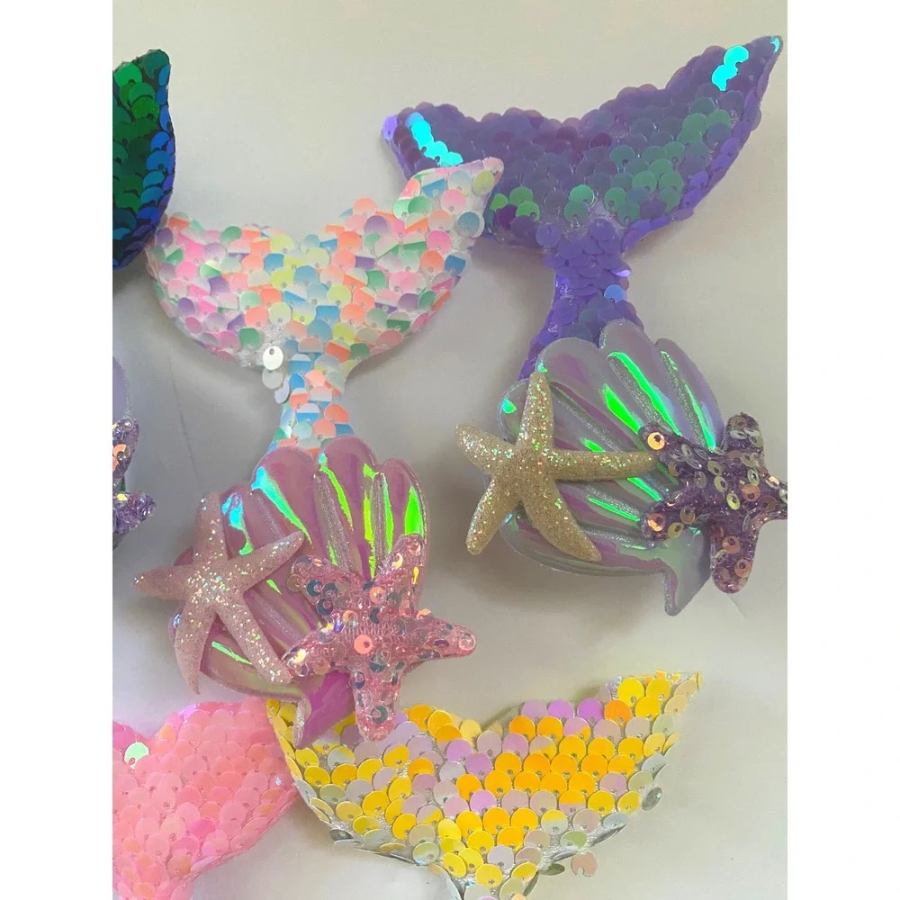 5‎ pc Mermaid Tail Hair Barrette Sequin Clip Kids Hair Accessory 4 inch